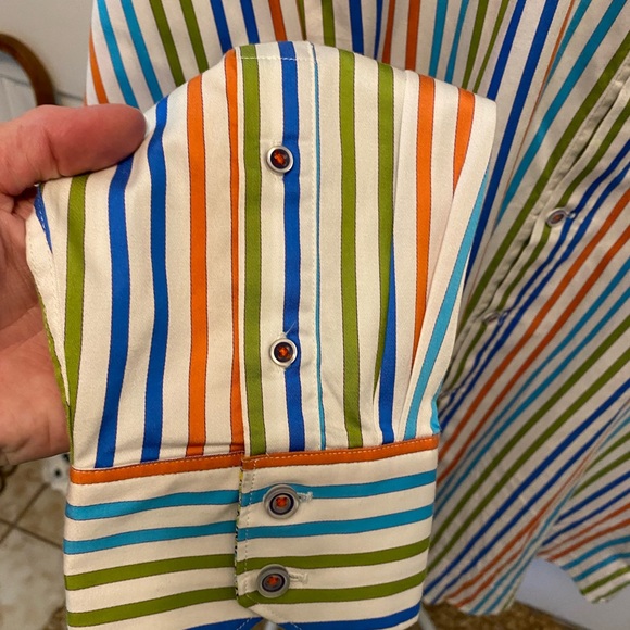 Mens Robert Graham Colorful Stripe Flip Cuff Button Down Shirt LS 2XL XXL - Picture 11 of 14